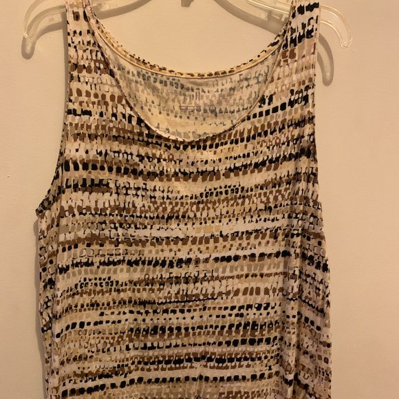 Tank Top w/crescendos of brown/black variegating dot designs (M) - Picture 1 of 2